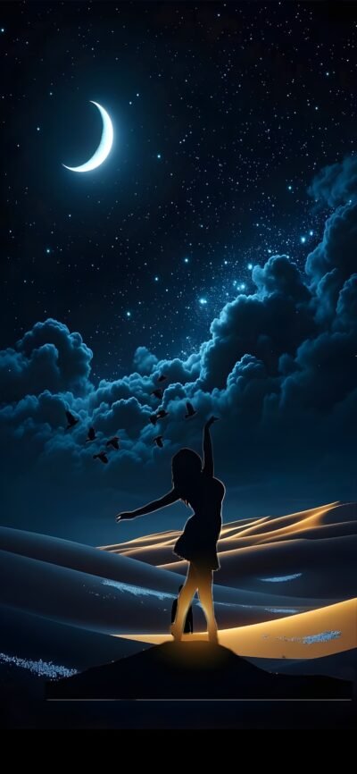 Dancing Girl Moonlight HD Wallpaper