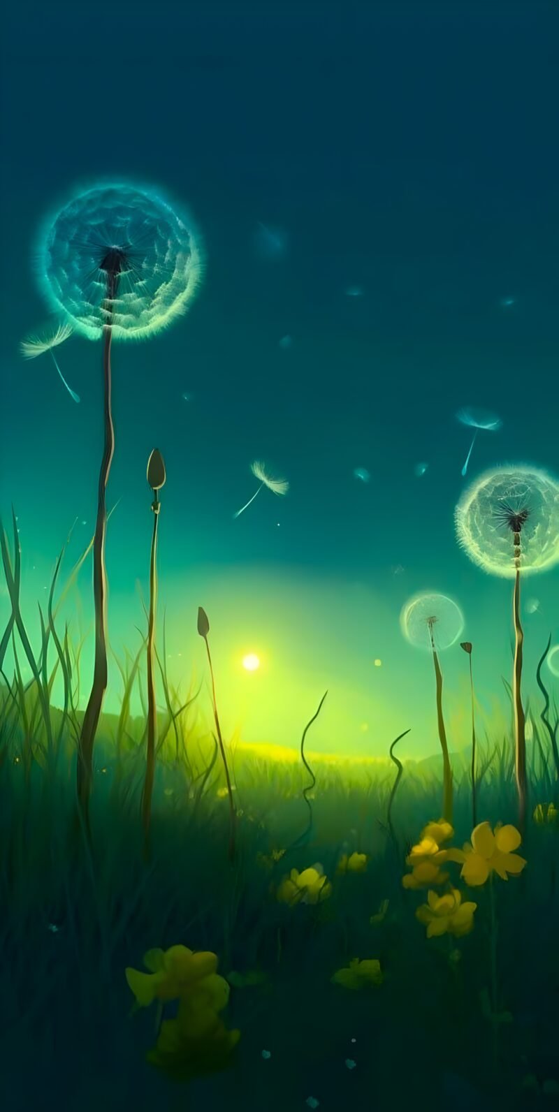 Dandelion Sunset Field HD Wallpaper free download