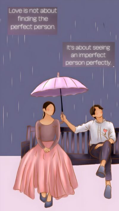 Love Rain Couple Illustration HD Wallpaper