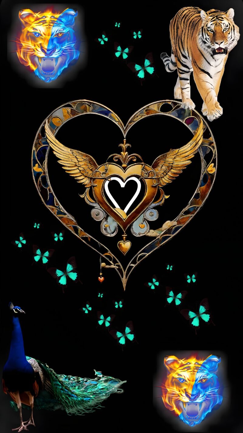 Mystical Heart Wings Tiger HD wallpaper free download