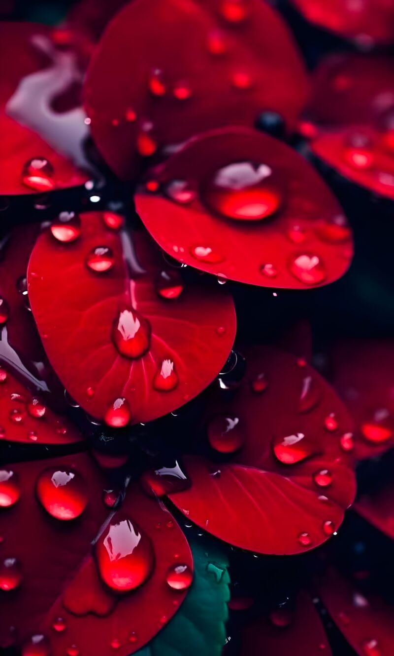 Red Petals Raindrops HD Wallpaper free download