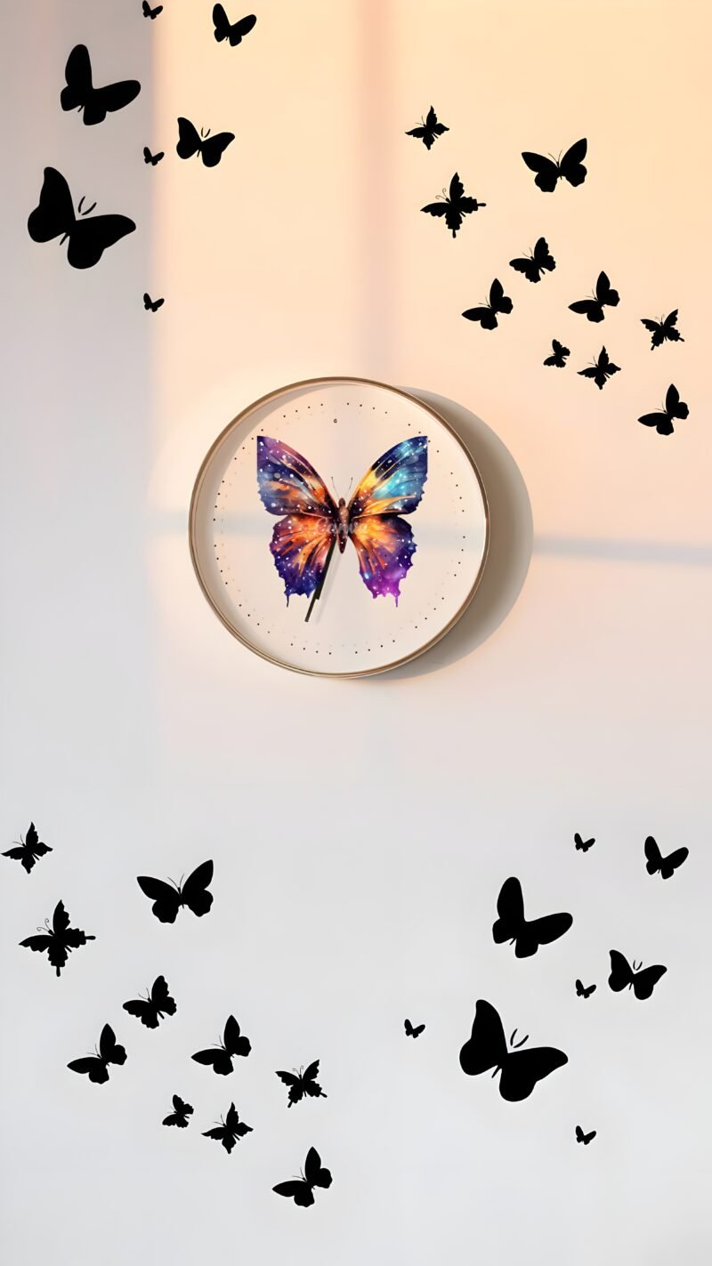 Butterfly Wall Clock Swarm HD wallpaper free download