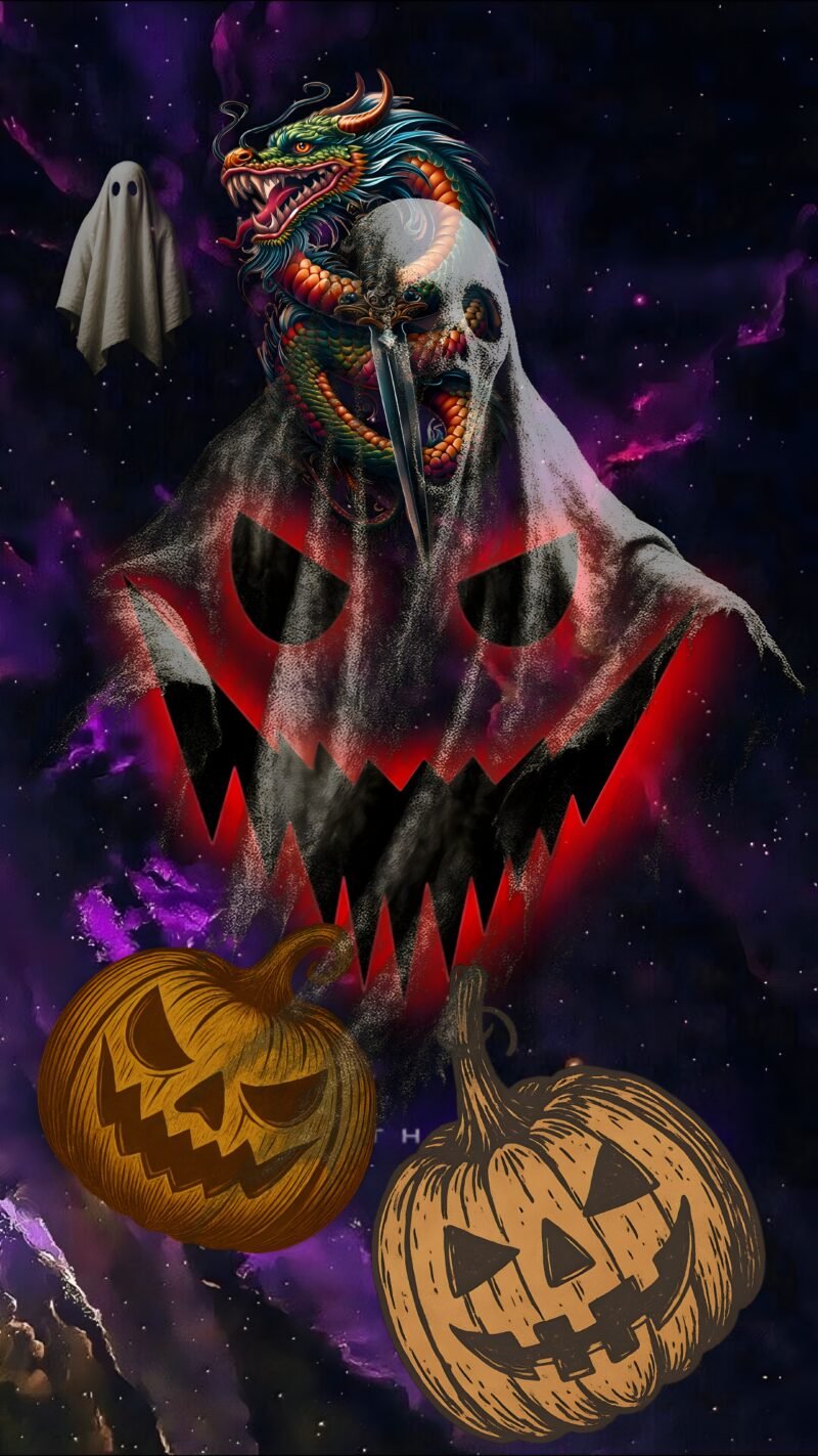 Cosmic Halloween Ghost Dragon HD wallpaper free download