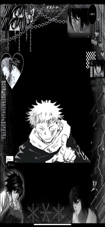 3914x8473 Wallpaper – Death Note Jujutsu Collage