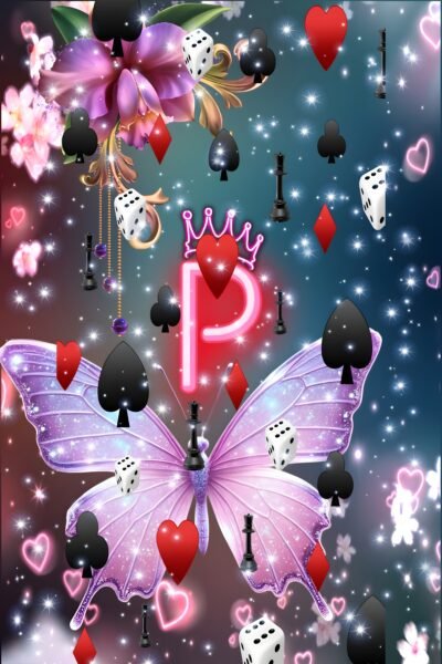 Chess Dice Cards Wallpaper HD Fantasy Butterfly Neon Crown