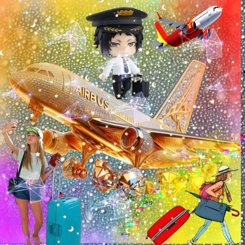 Golden Airbus Travel Collage HD wallpaper free download