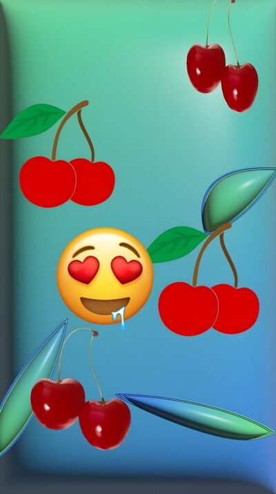 Heart Eyes Cherry Emoji HD Wallpaper