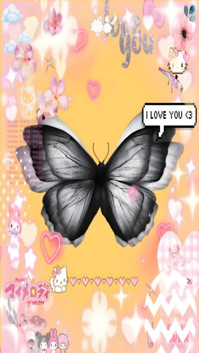 Kawaii Butterfly Romance HD Wallpaper