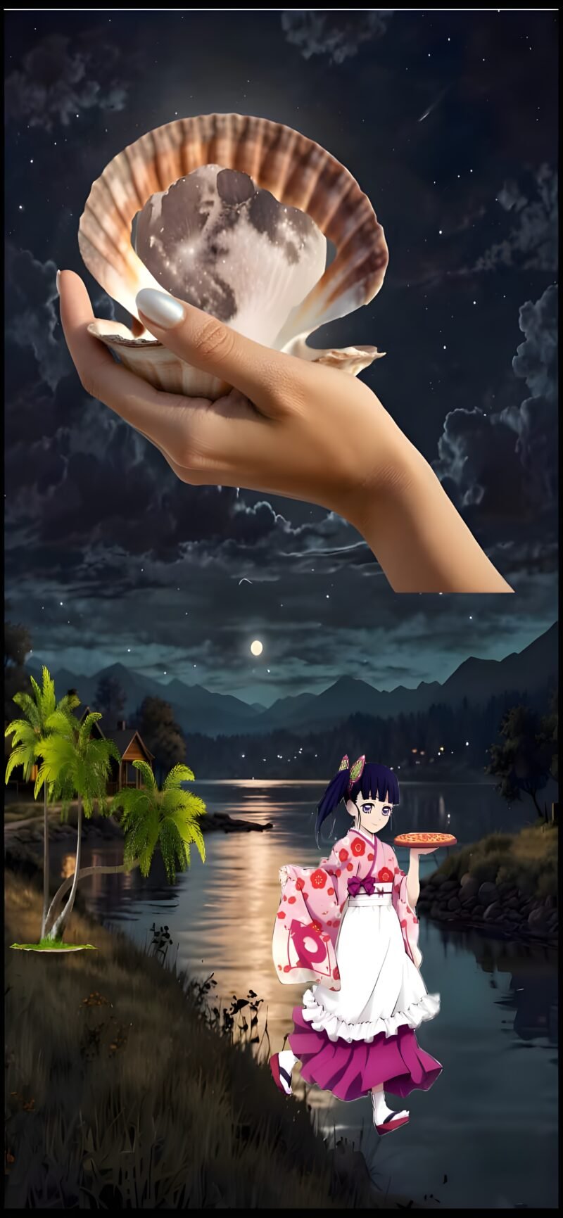 Moonlight Fantasy Seashell Dream HD wallpaper free download