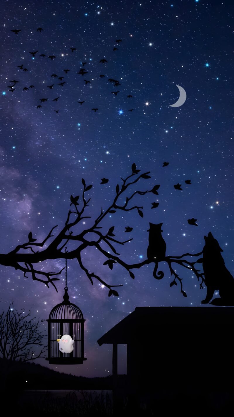 Mystical Night Silhouettes HD Wallpaper free download
