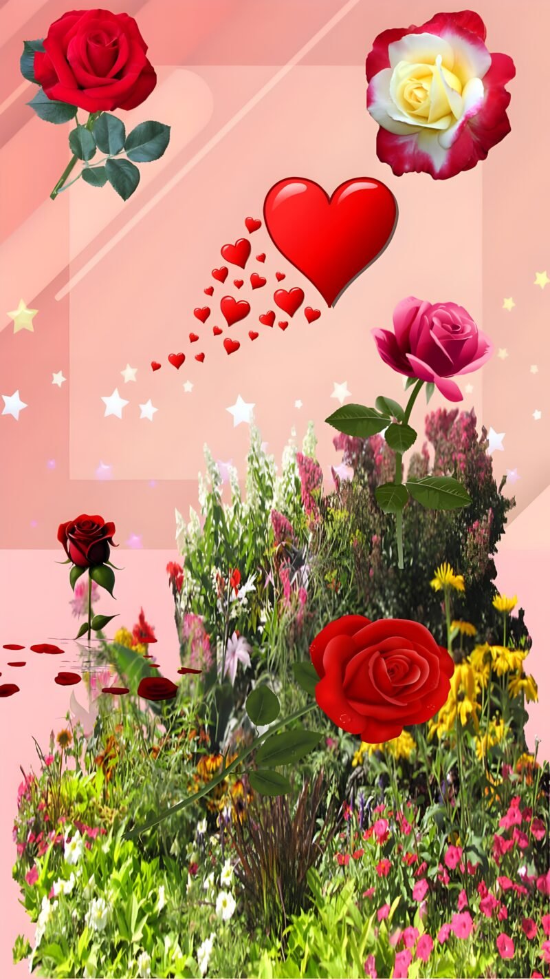 Romantic Garden Hearts HD wallpaper free download