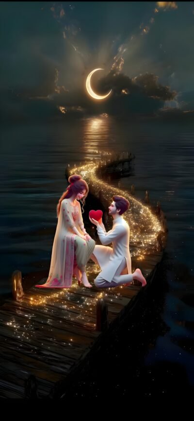 Romantic Moonlight Proposal Bridge HD Wallpaper