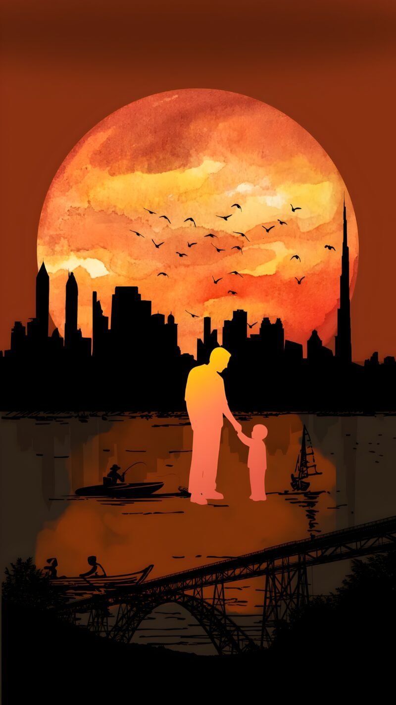 Sunset Cityscape Silhouettes HD wallpaper free download