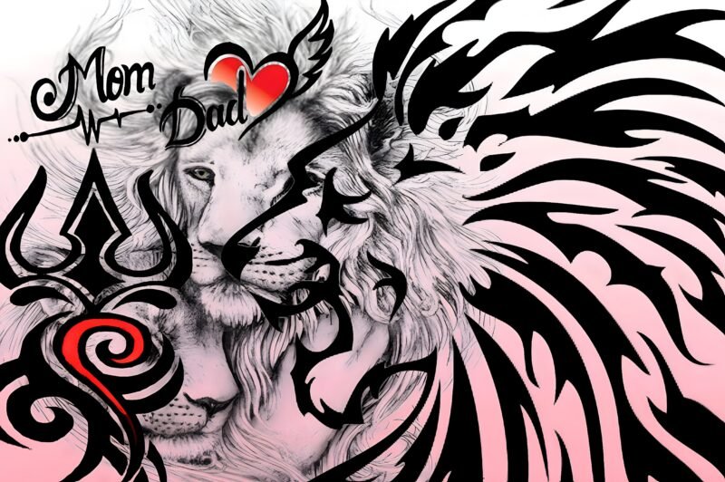 Tribal Lion Family Tattoo HD Wallpaper free download