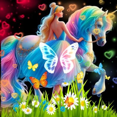 Unicorn Fantasy Girl Rainbow HD Wallpaper
