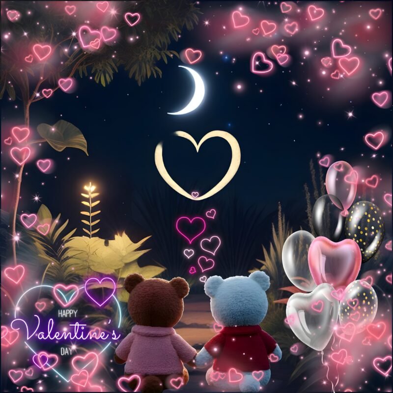 Valentine Teddy Moonlight HD wallpaper free download