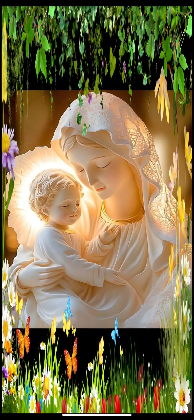 Virgin Mary Child Nature Glow HD wallpaper free download