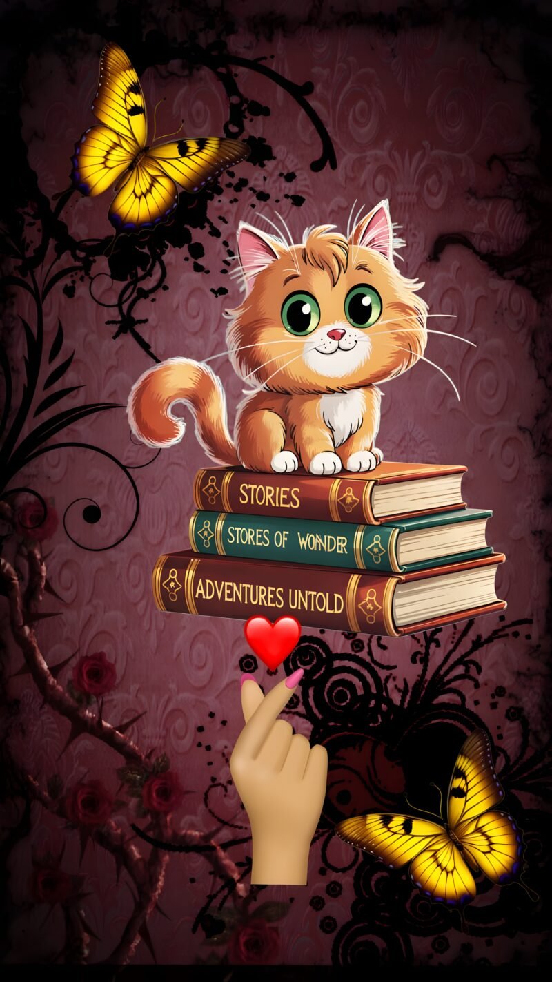 Whimsical Kitten Books HD Wallpaper free download