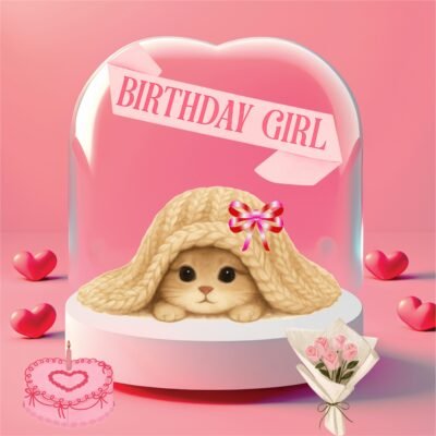 Pink Wallpaper HD Birthday Girl Kitten Dome