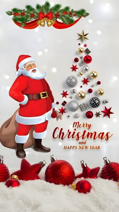 Christmas Santa Ornament Tree HD Wallpaper