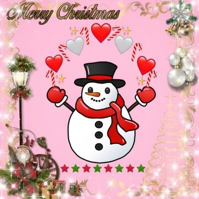 Christmas Snowman Festive Pink HD Wallpaper