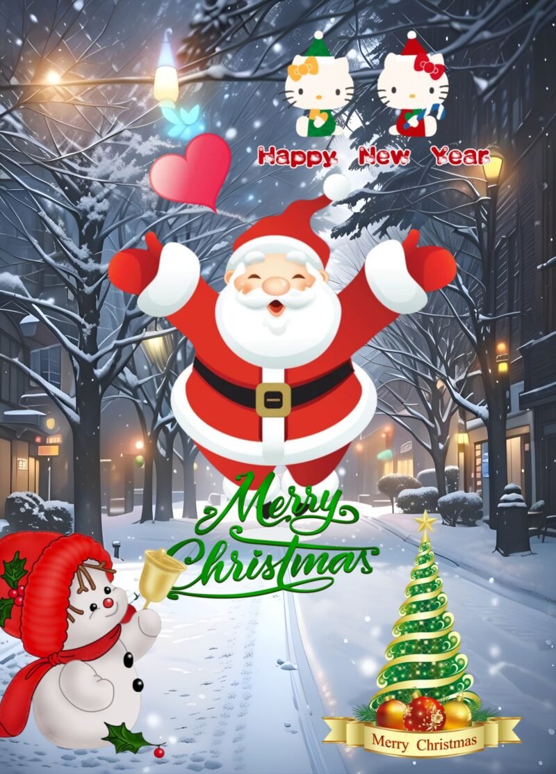 Christmas Street Festive Scene HD Wallpaper free download