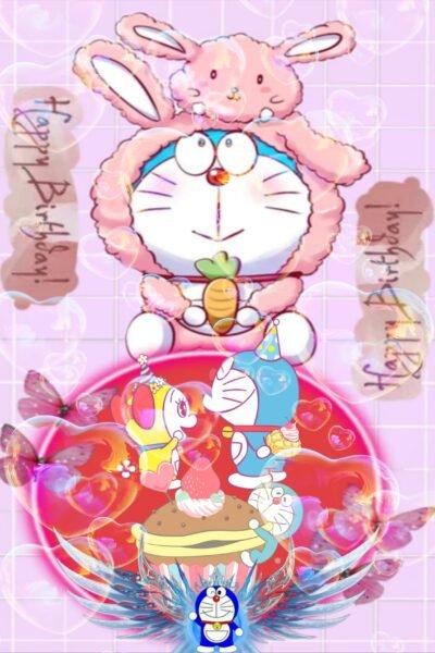 Red Wallpaper HD Doraemon Bunny Birthday