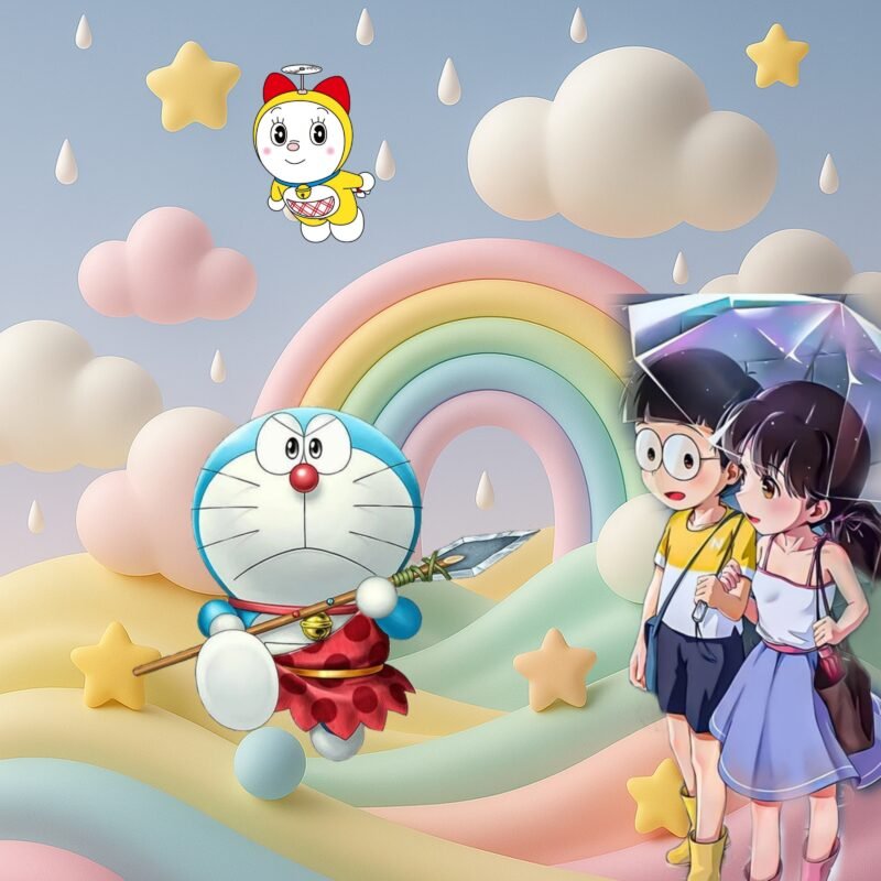 Doraemon Pastel Fantasy HD Wallpaper free download