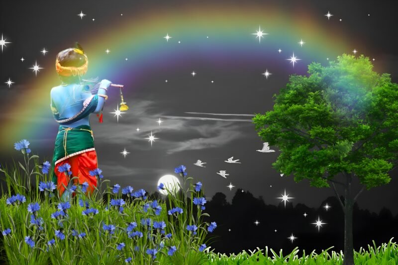 Fantasy Child Rainbow Night HD Wallpaper free download