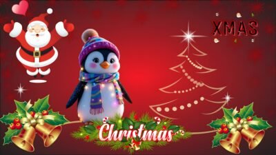 Festive Christmas Penguin Santa HD Wallpaper