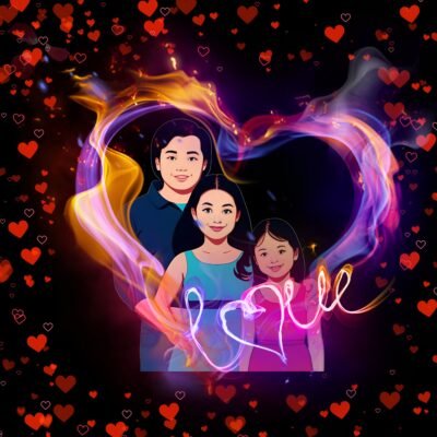 Emotional Art Wallpaper HD Glowing Heart Family Love