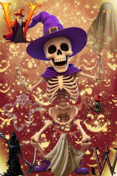 Fantasy Character Art Wallpaper HD Halloween Skeleton Wizard