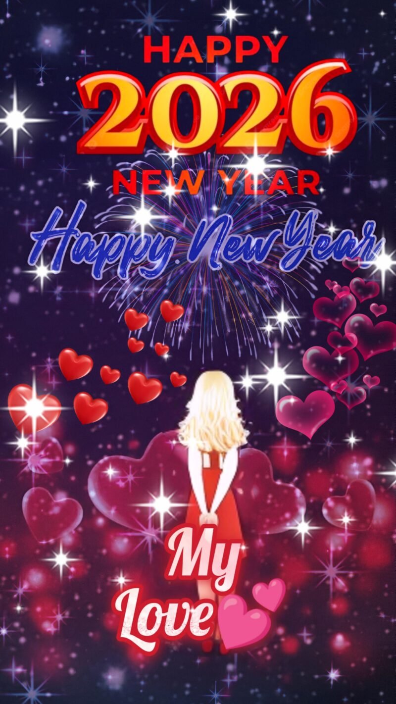 Happy 2026 Romantic Fireworks HD Wallpaper free download