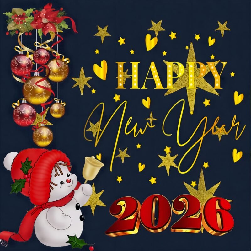 Happy New Year Snowman 2026 HD wallpaper free download