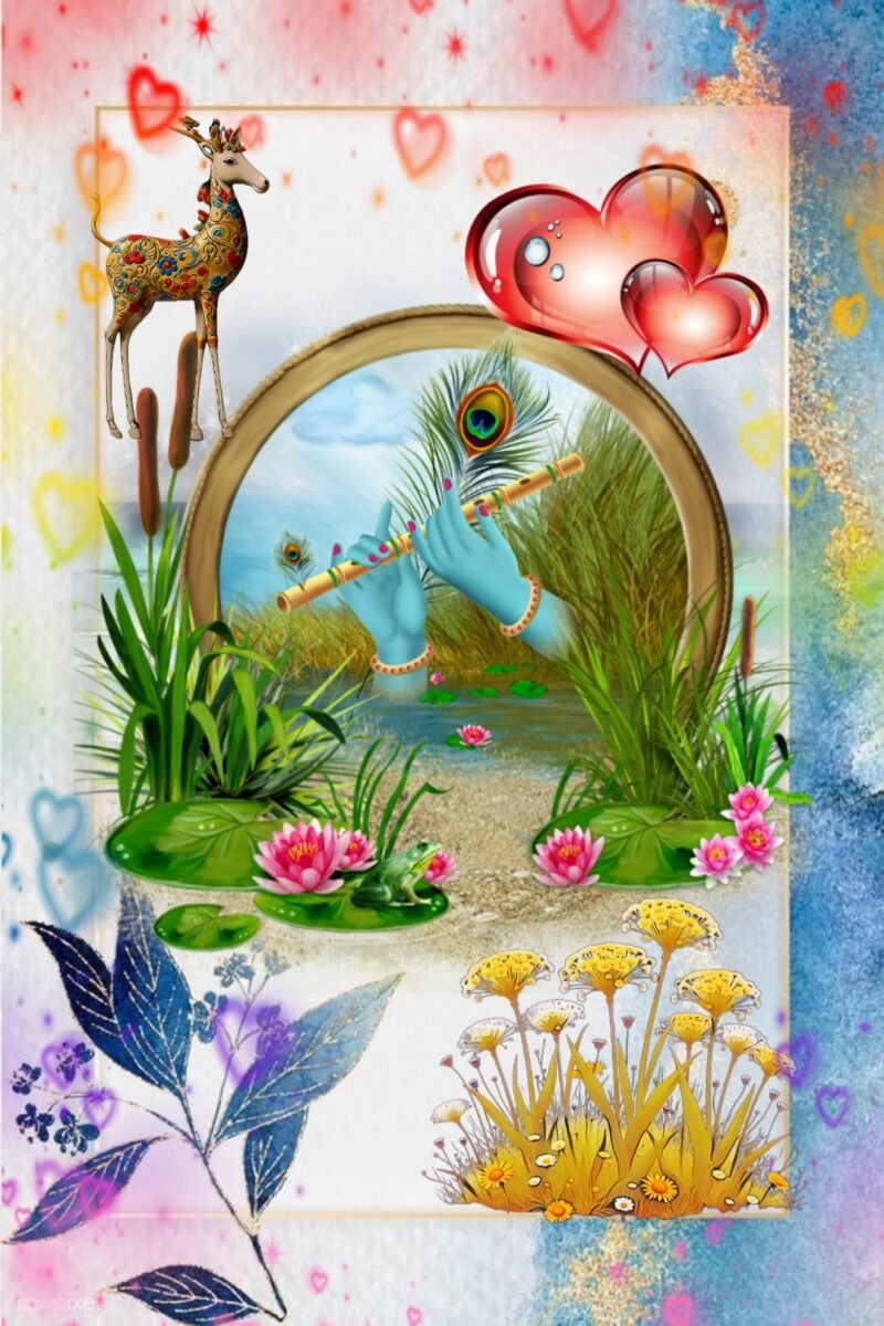 Krishna Flute Nature Fantasy HD Wallpaper free download