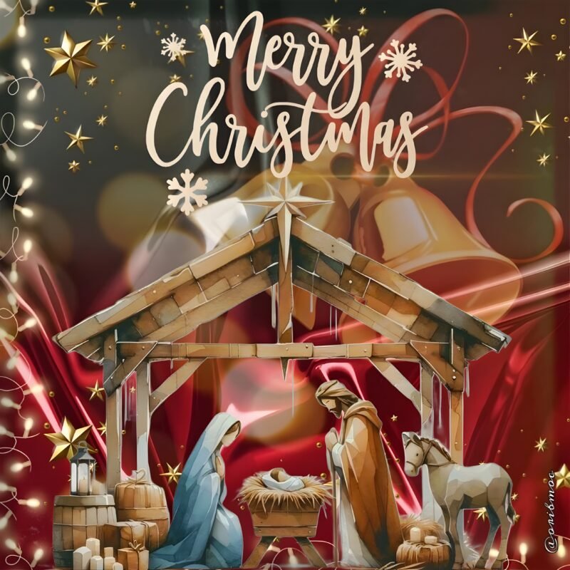 Merry Christmas Nativity Scene HD Wallpaper free download