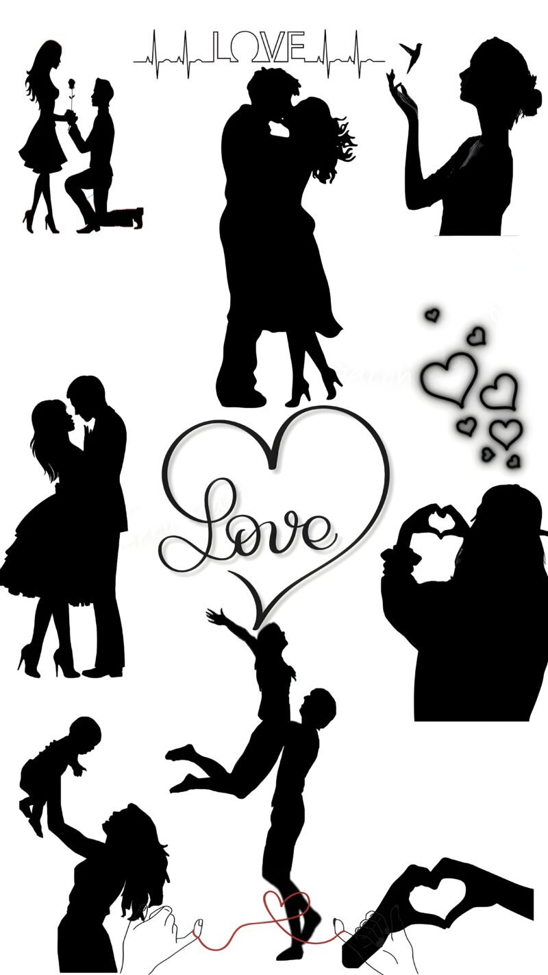 Romantic Love Silhouettes Collage HD wallpaper free download