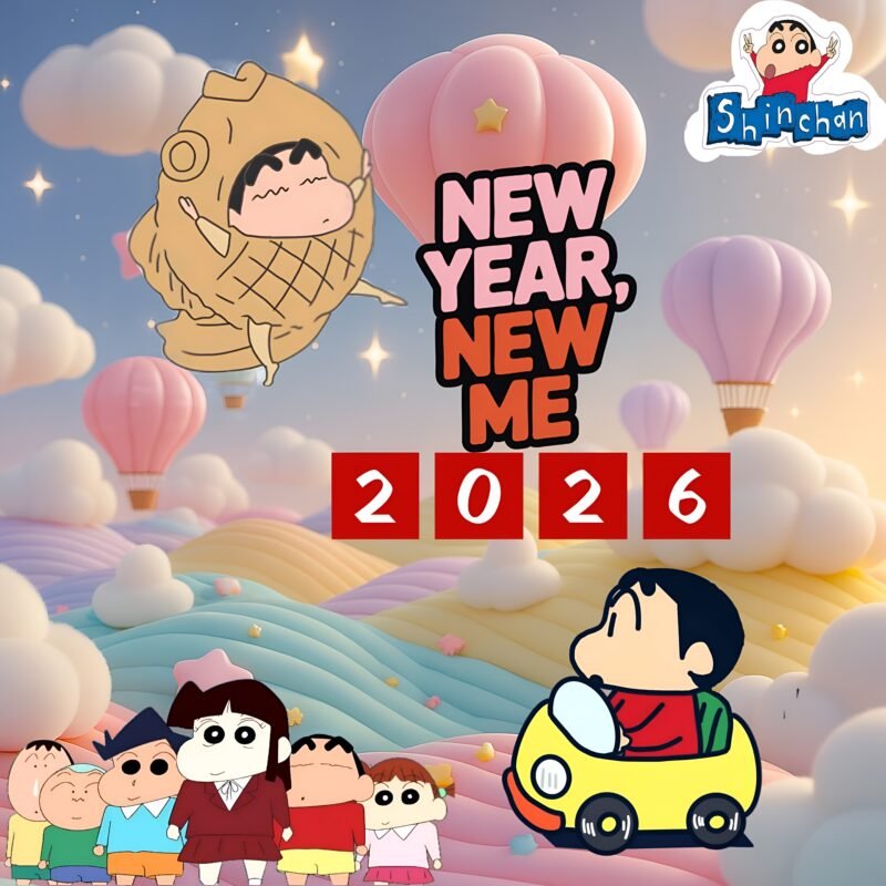 Shinchan New Year 2026 HD Wallpaper free download
