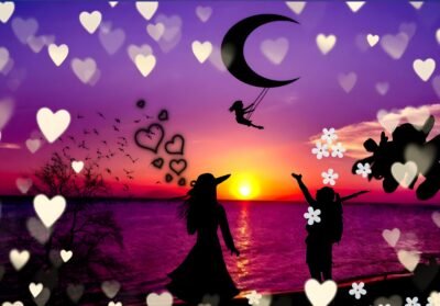 Fantasy Wallpaper HD Sunset Romance Silhouettes