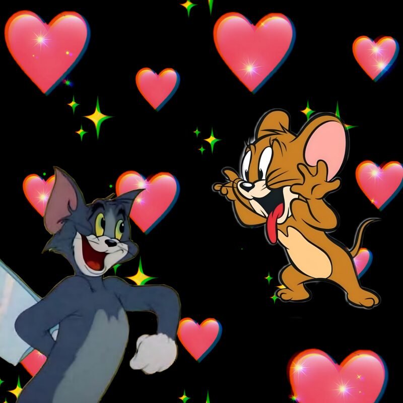 Tom Jerry Hearts HD Wallpaper free download