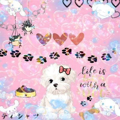 Pink Wallpaper HD Whimsical Dog Love