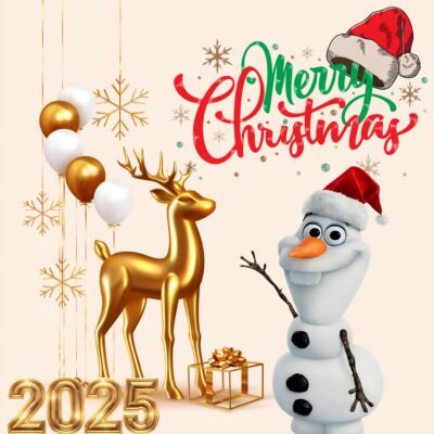 Merry Christmas Wallpaper HD Golden Reindeer Olaf Christmas