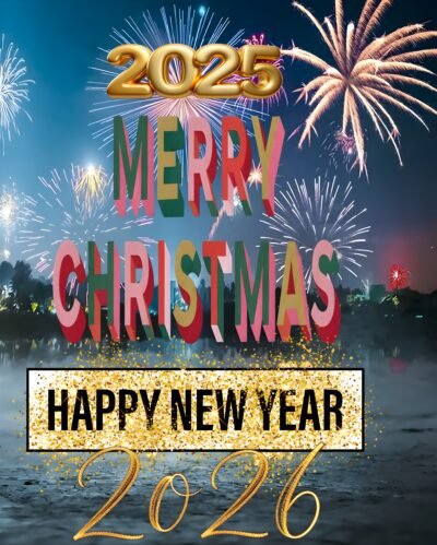 Glitter Text Art Wallpaper HD MERRY CHRISTMAS HAPPY NEW YEAR 2026