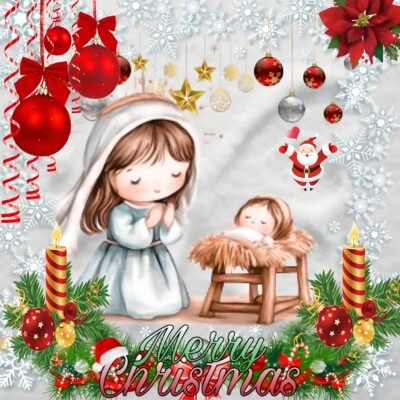 Blue Wallpaper HD Merry Christmas Nativity Scene