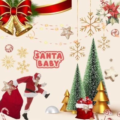 Green Wallpaper HD Santa Baby Christmas Collage