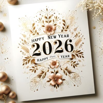 Festive Gold Design Wallpaper HD Elegant 2026 New Year Card