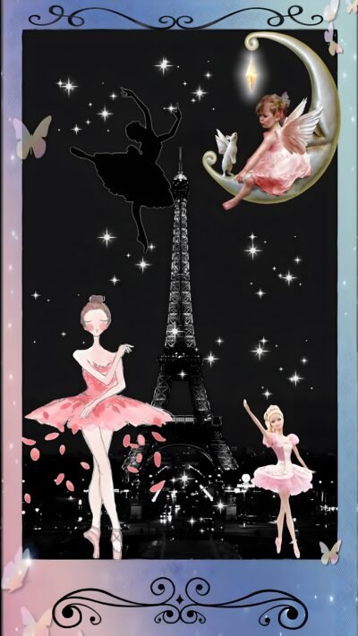 Metallic Silver Wallpaper HD Elegant Ballerinas Eiffel Tower
