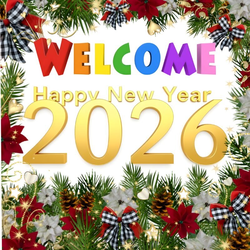 Festive New Year 2026 HD Wallpaper free download