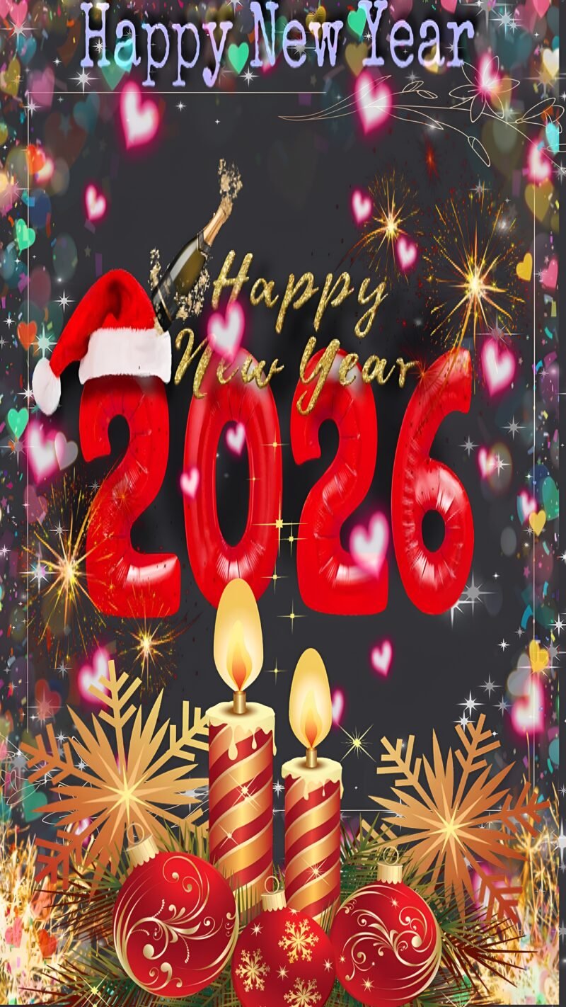 Festive New Year 2026 HD Wallpaper free download