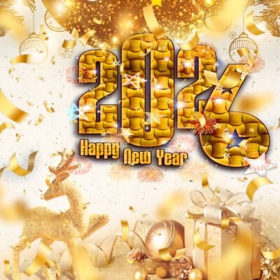 Festive Wallpaper HD Golden 2026 Happy New Year